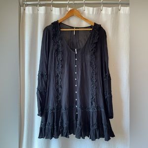Free People Button Front Mini Tunic Dress